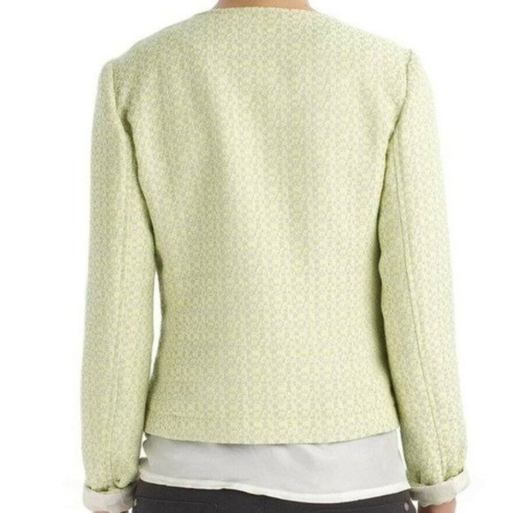 OPUS Size 40 Chartreuse Green Gray Tweed Jale SP Zip Front Moto Jacket Blazer - Picture 3 of 12